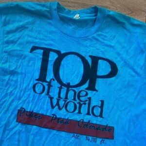 American Vintage Turquoise Blue Graphic Short Sleeve Tee